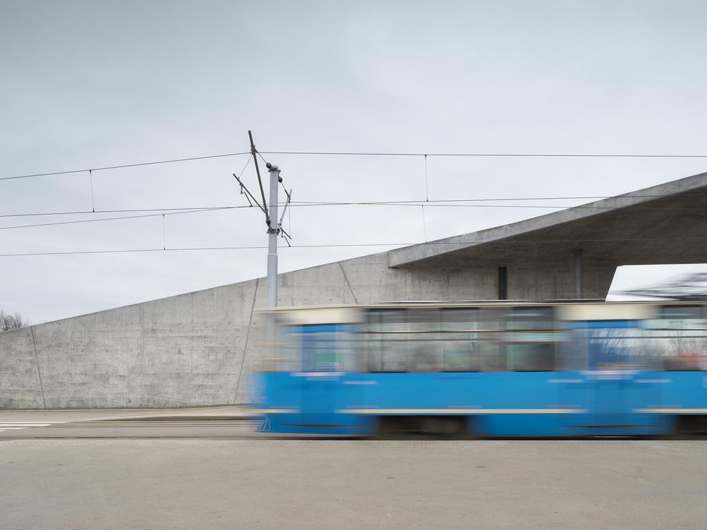 view towards the concrete structure