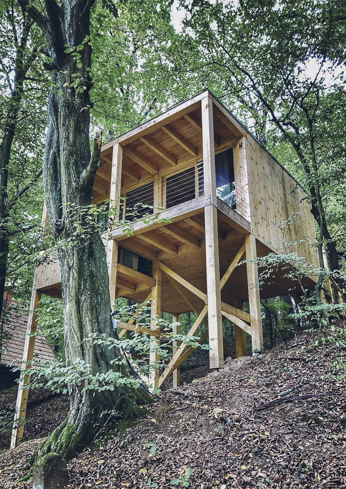treehouse on the steep hillside