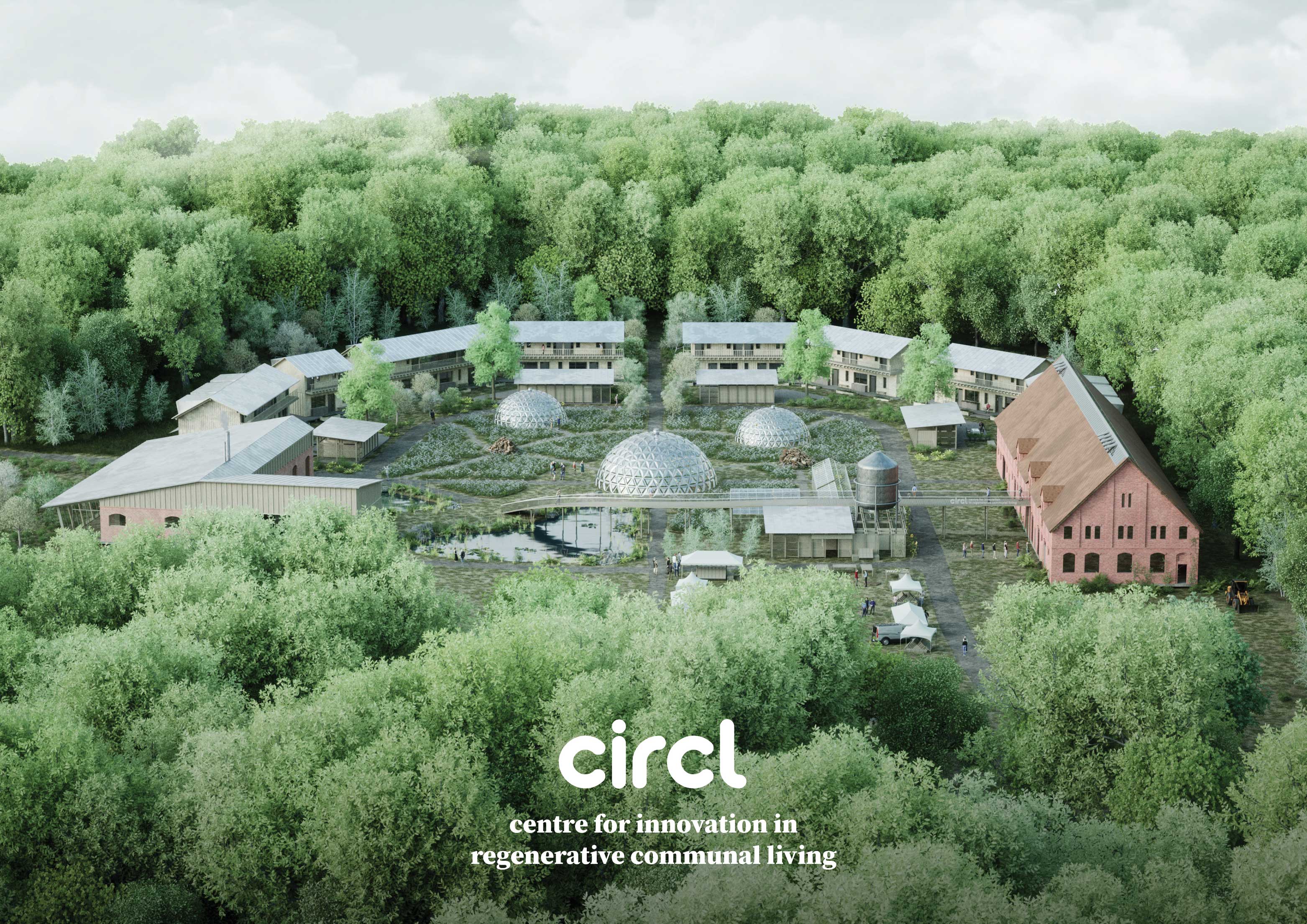 CIRCL - centre for innovation in regenerative communal living - aerial overview