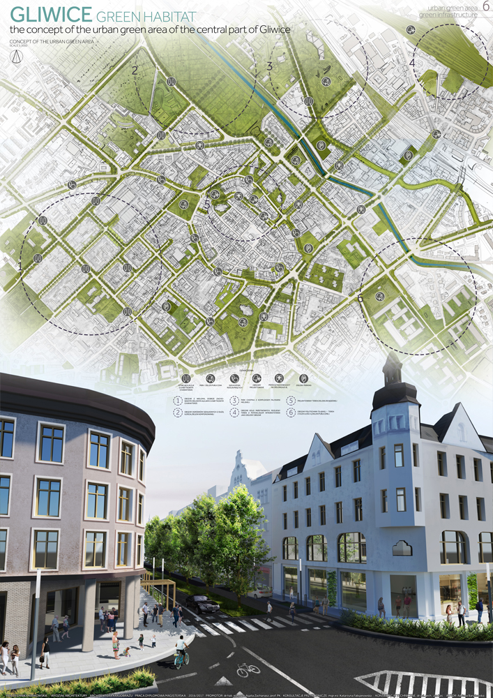 The concept of the urban green area of the central part of Gliwice ...