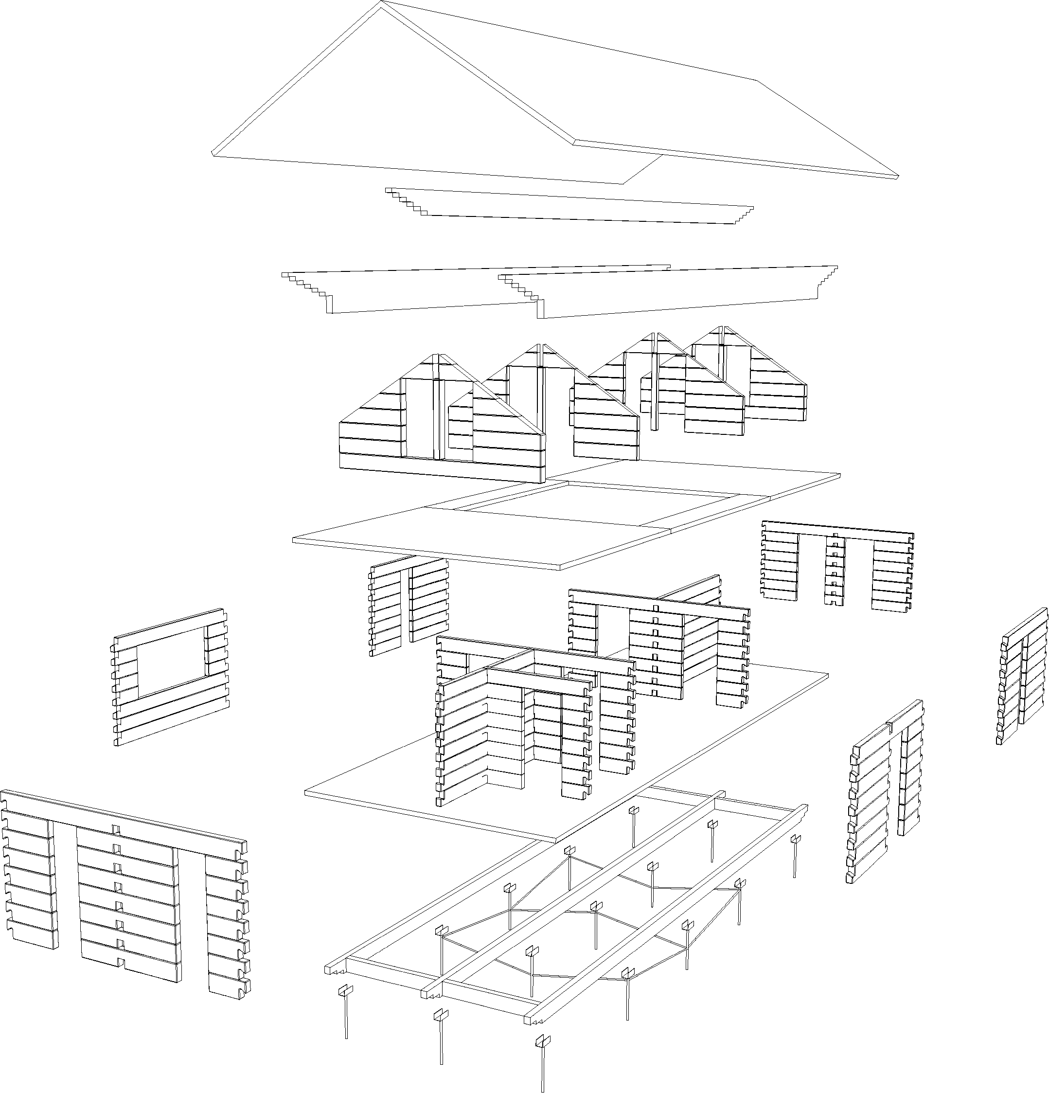 Exploded Section Building Stack Mountain Cabin | EUmies Awards